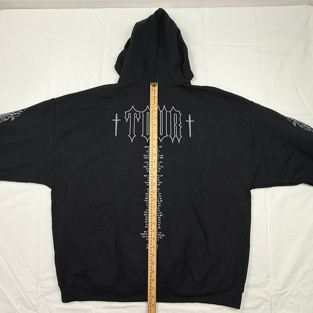 The Thread Shop 2021 Tour Hoodie Black Greek Letter Sleeve Graphic Mens 2X - Picture 5 of 6